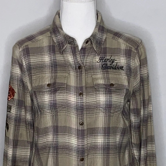 Genuine Harley Davidson Embroidered Flannel Shirt - Picture 2 of 9